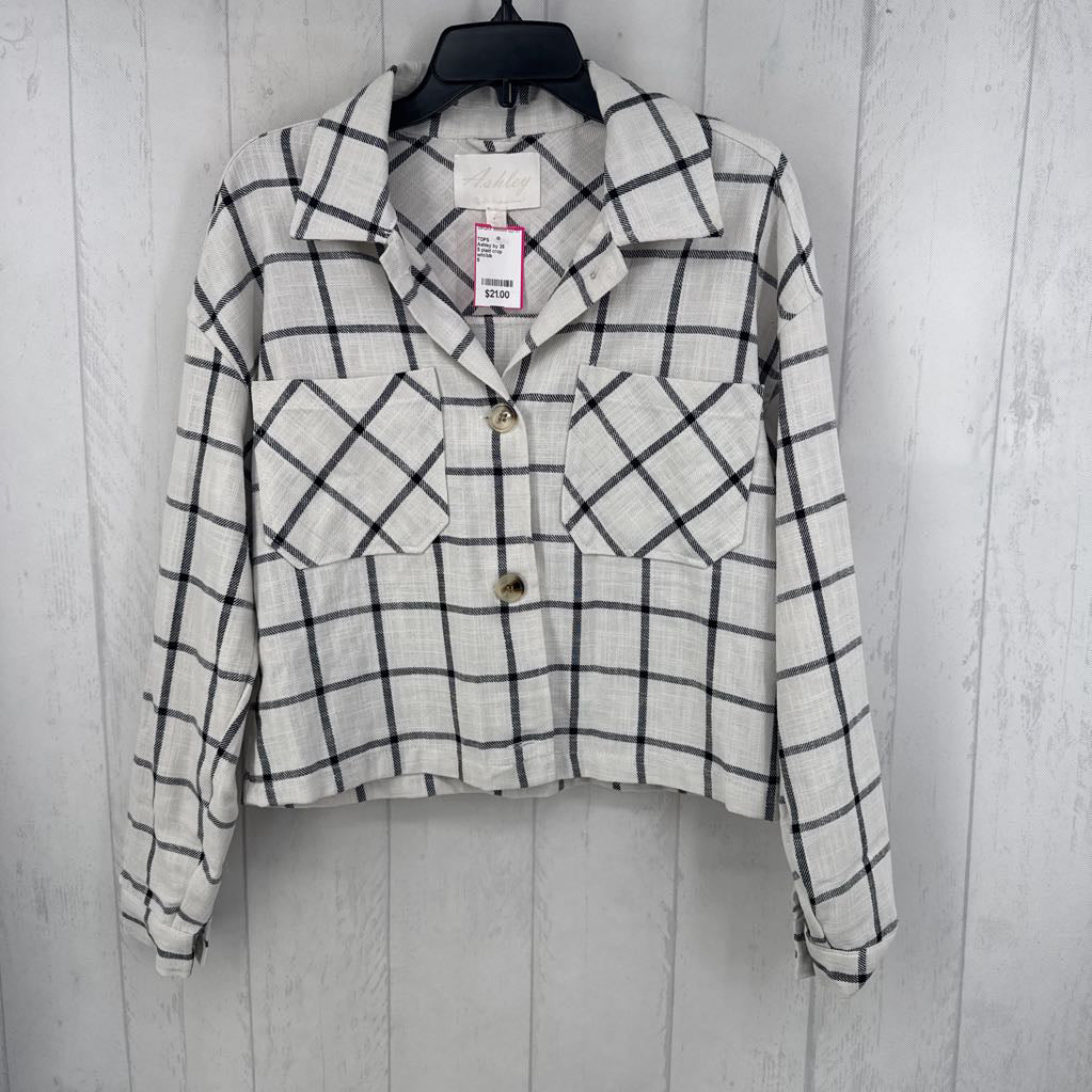 S plaid crop shacket