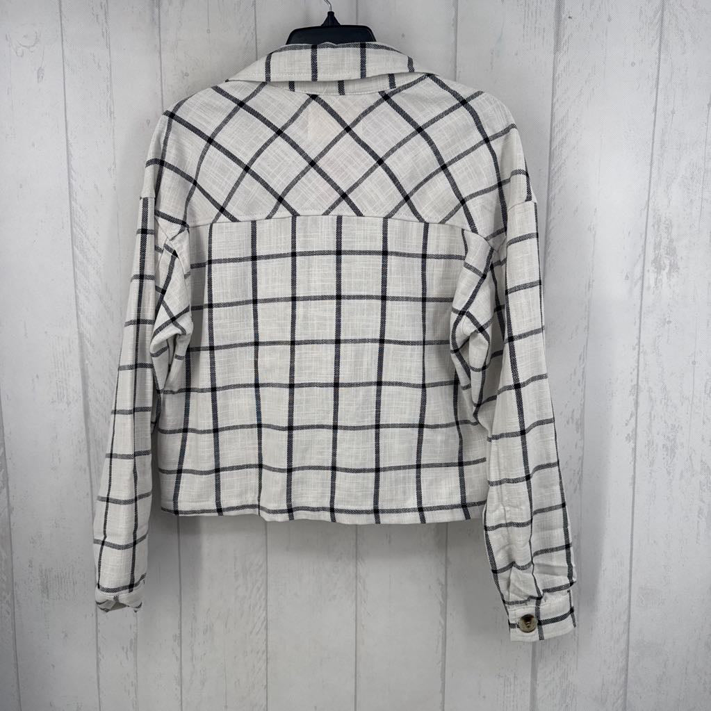 S plaid crop shacket