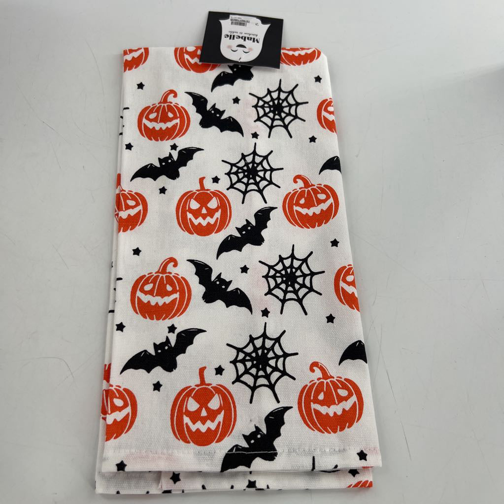 cotton hand towel-pumpkin & bats