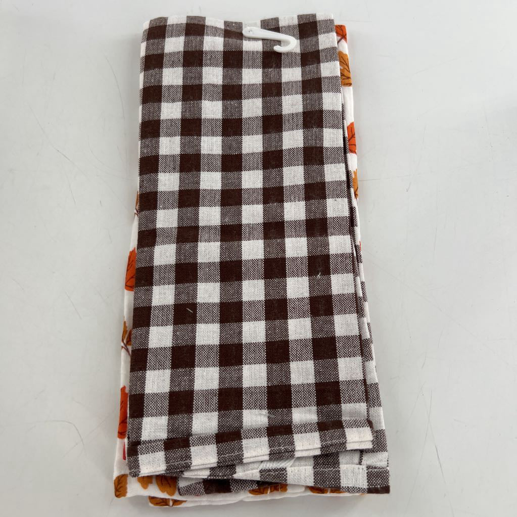 2pk hand towels-leaves/gingham