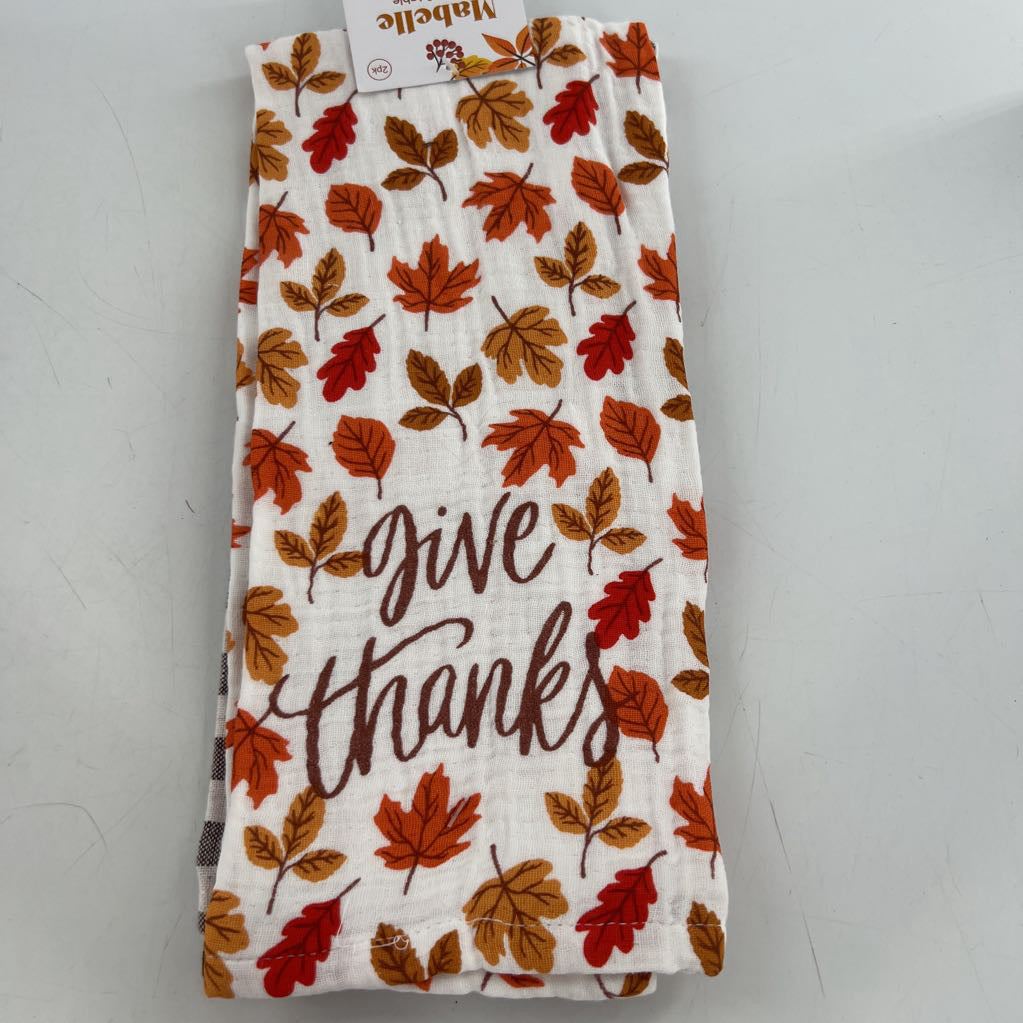2pk hand towels-leaves/gingham