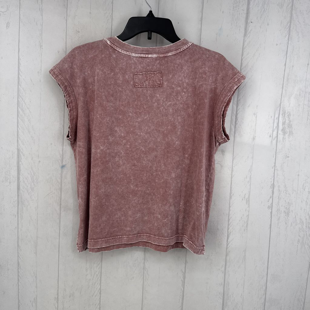 S acid wash crew neck top