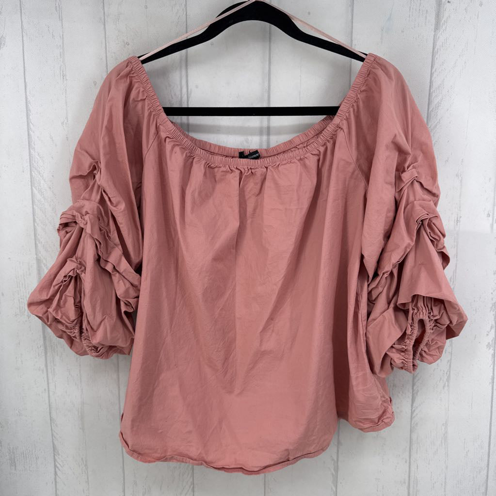 1x ruched elbow slv off shoulder top