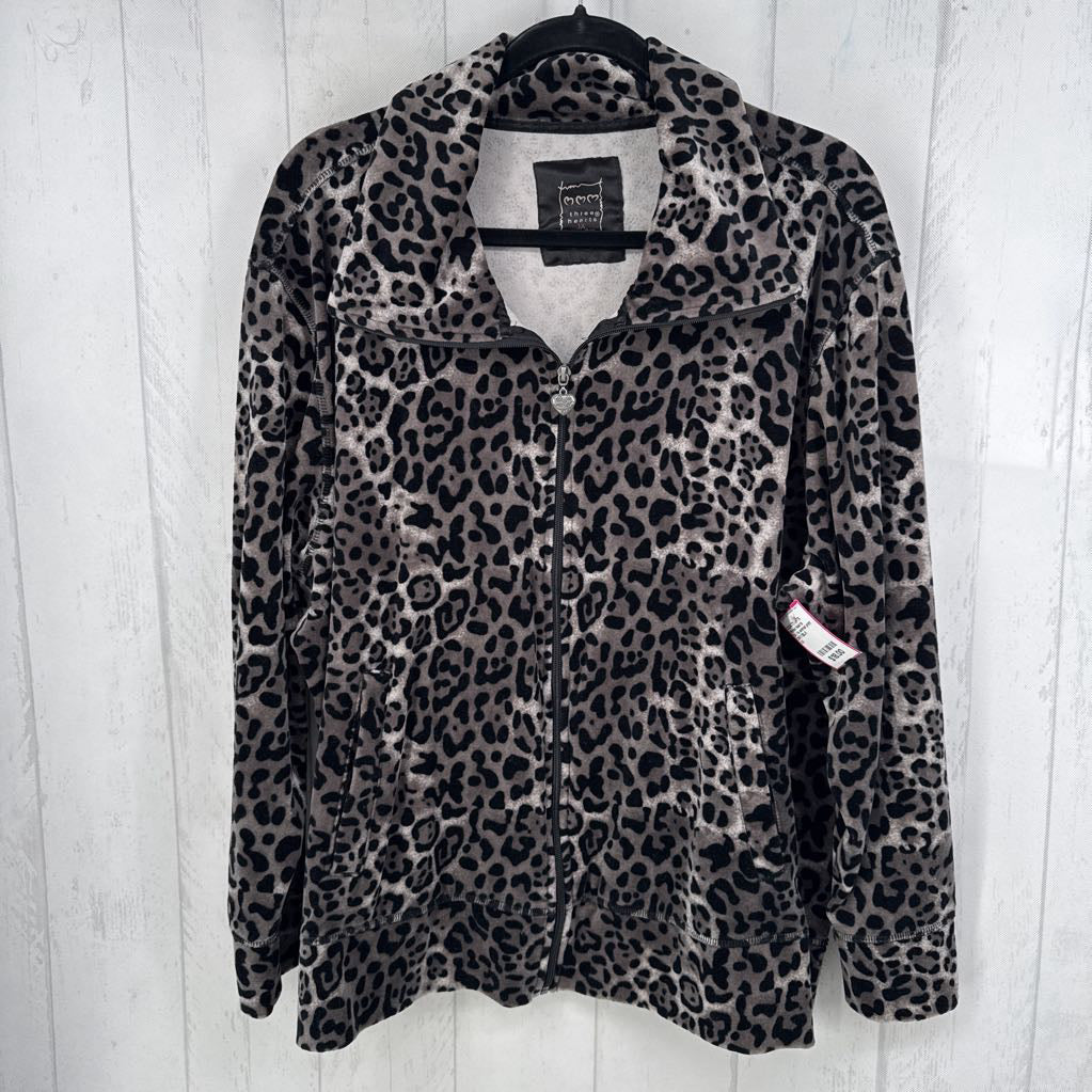 3x l/s animal print zip jacket