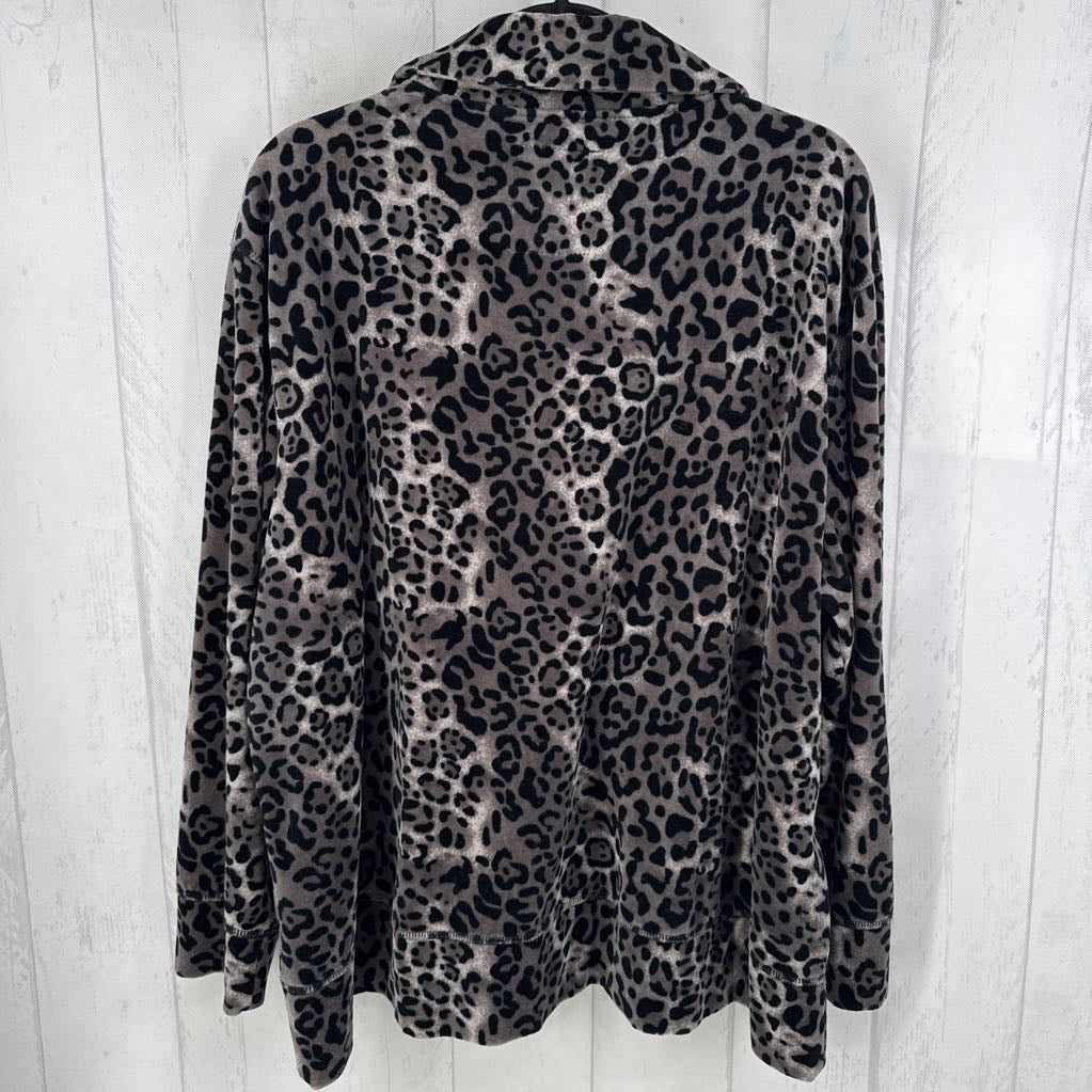 3x l/s animal print zip jacket