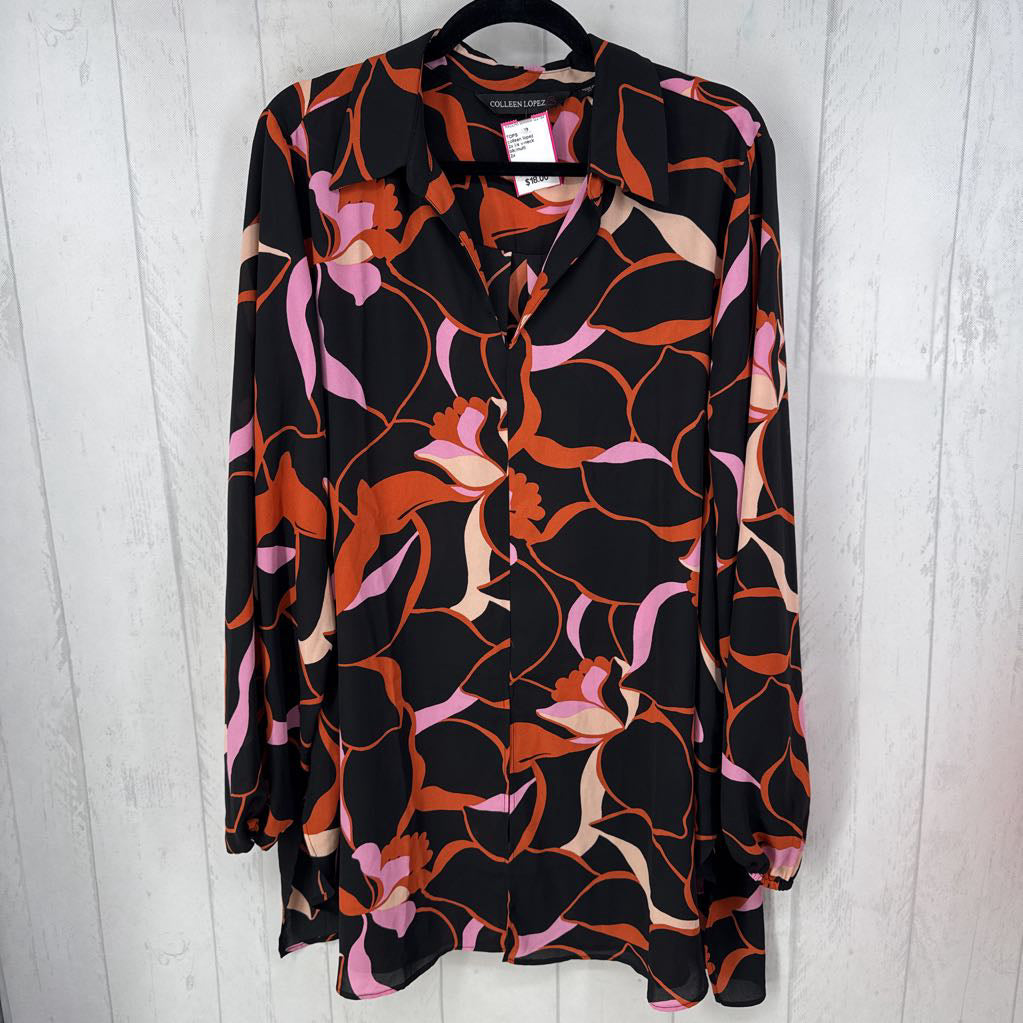 2x l/s v-neck flower print top