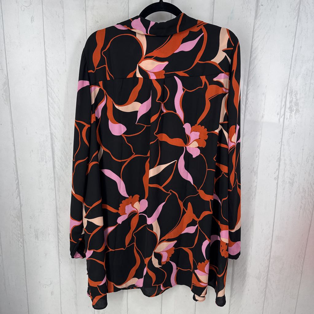 2x l/s v-neck flower print top