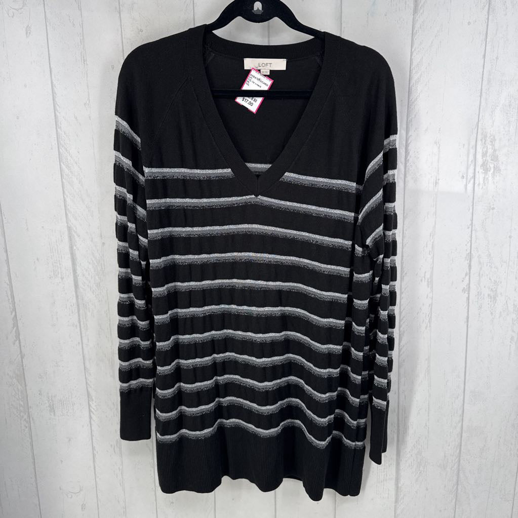 XXL l/s v-neck stripe sweater