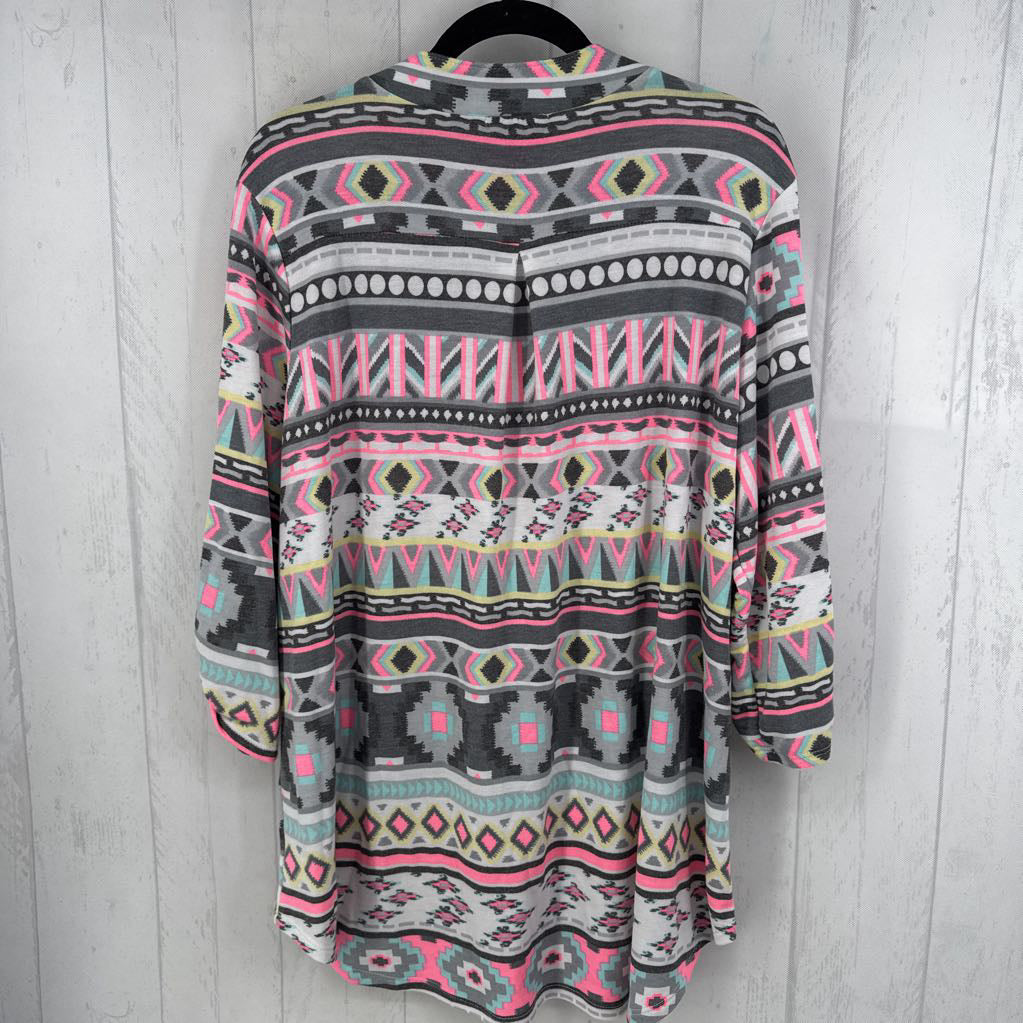 3X printed split neck 3/4 slv top