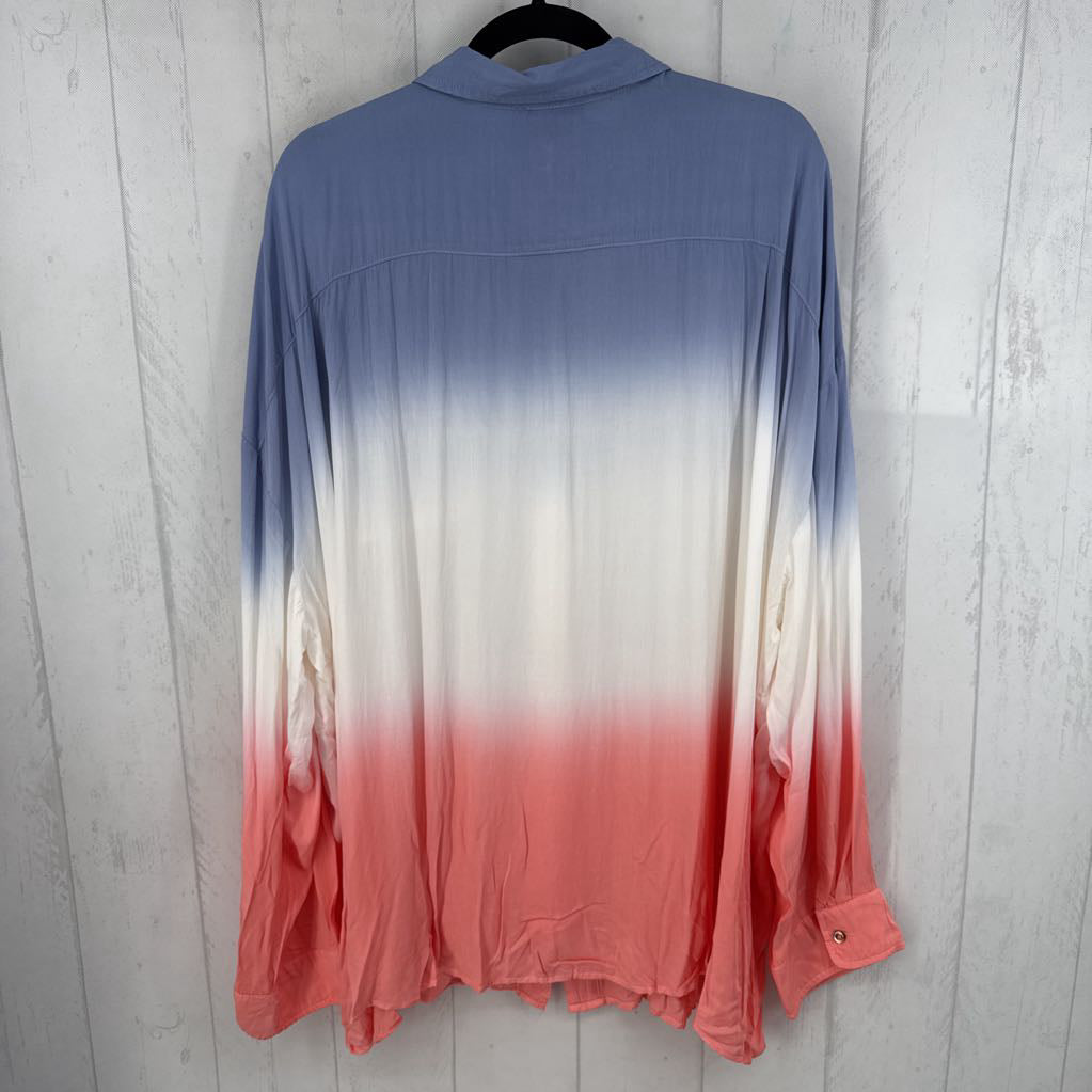 3X ombre button down l/s top