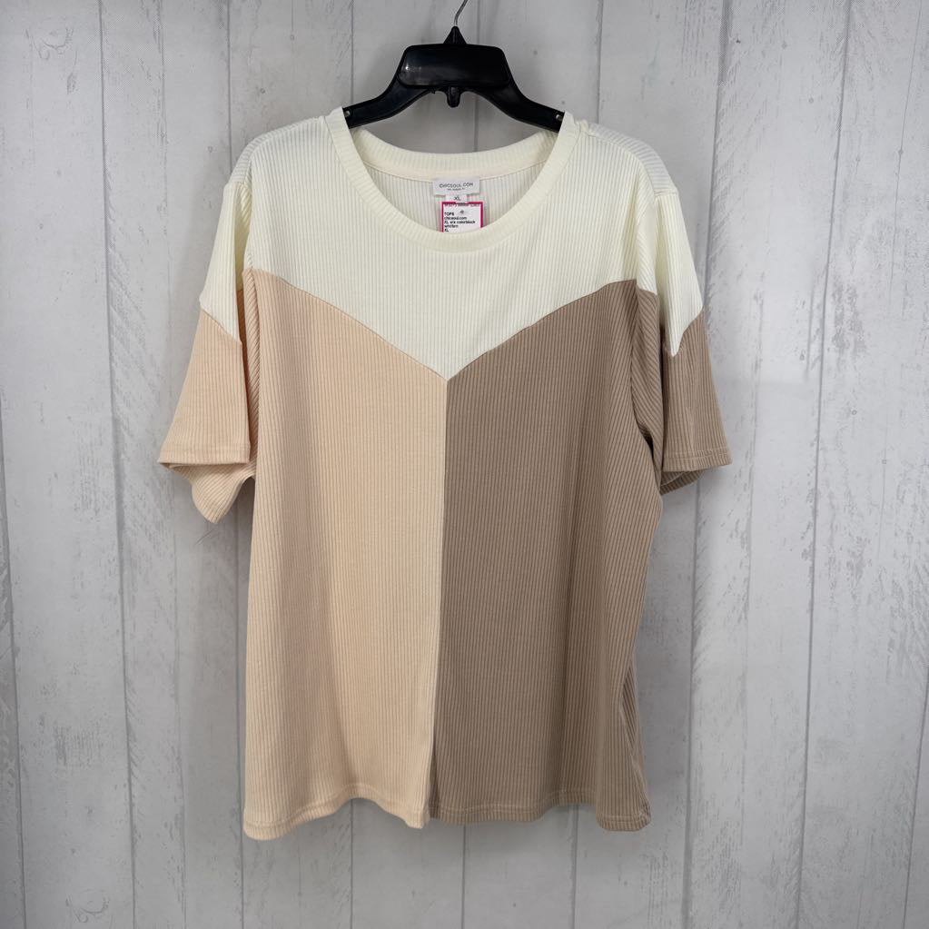 XL s/s colorblock top
