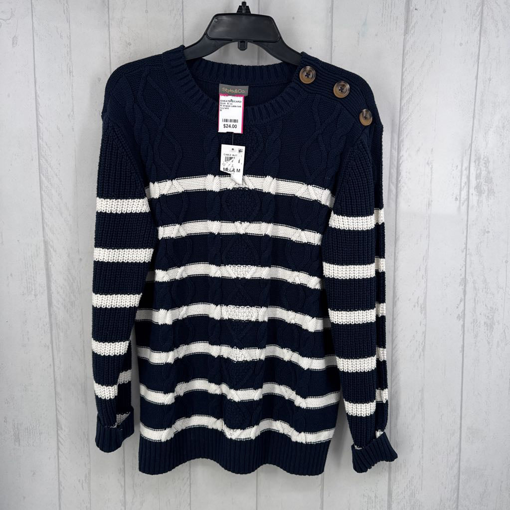 M striped cable knit sweater