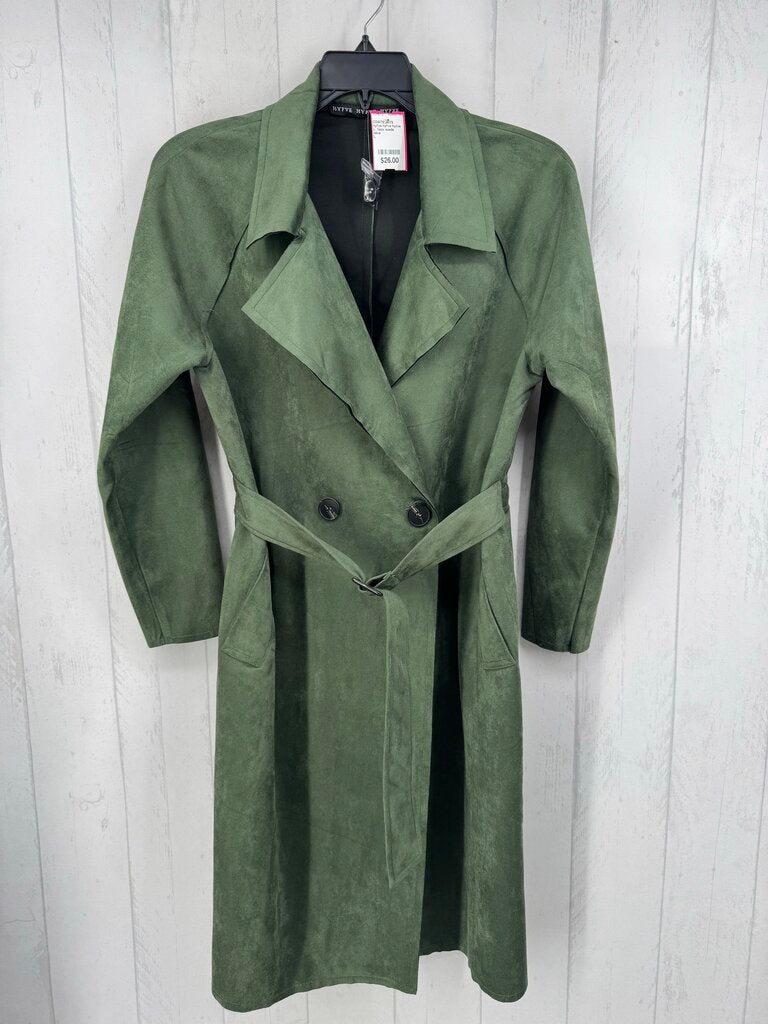 L faux suede belted jacket