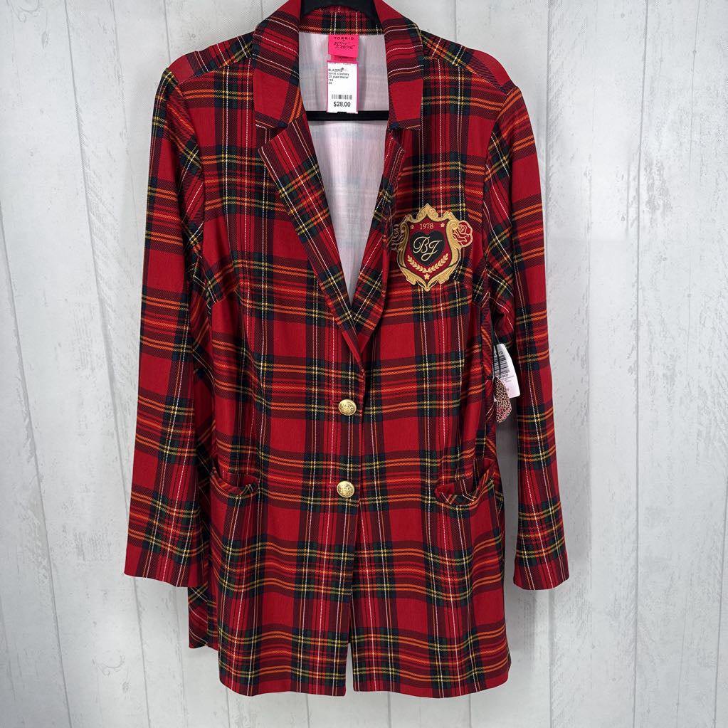 2X plaid blazer