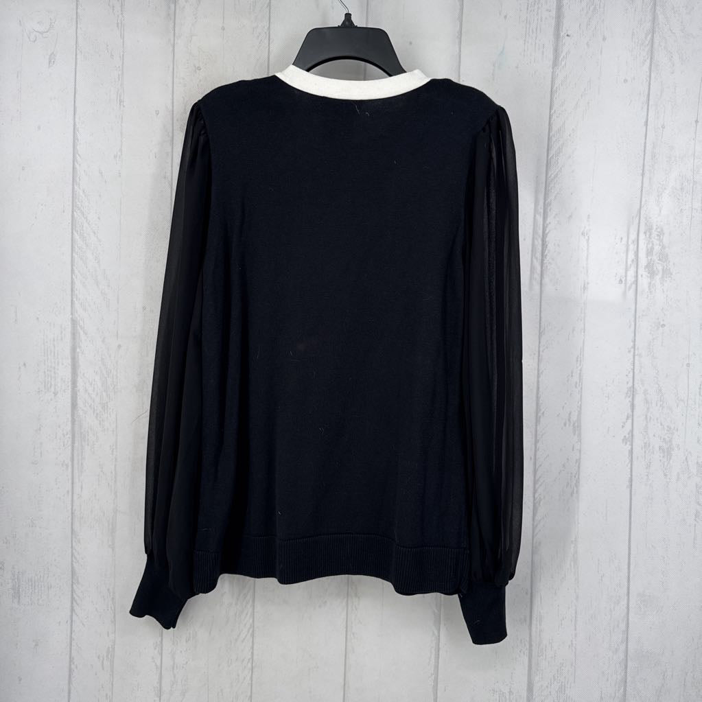 R79 M knit colorblock l/s top
