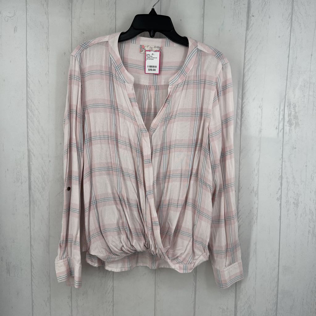 L plaid crossover l/s top