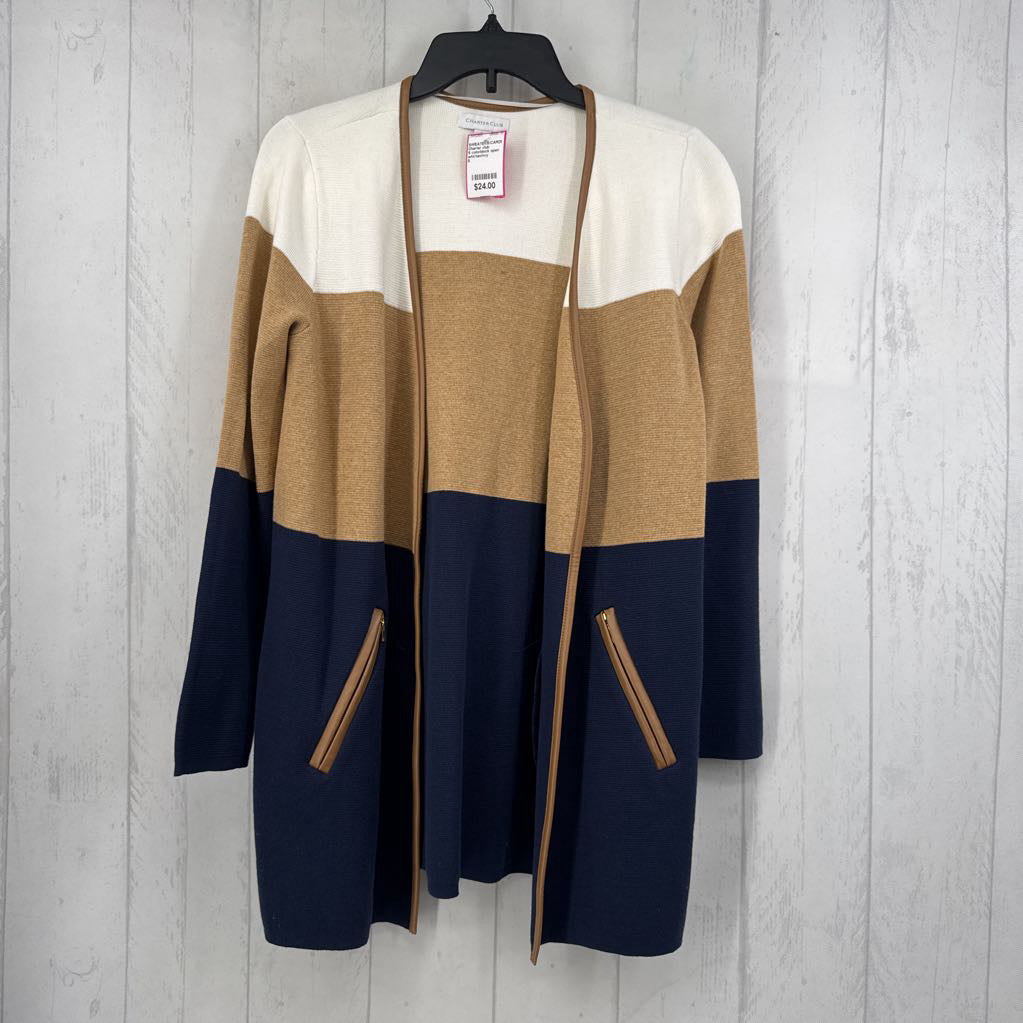 S colorblock open front cardi
