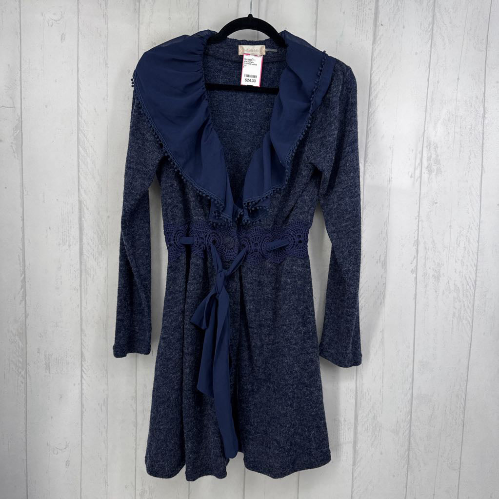 S ruffled belted sweater dress
