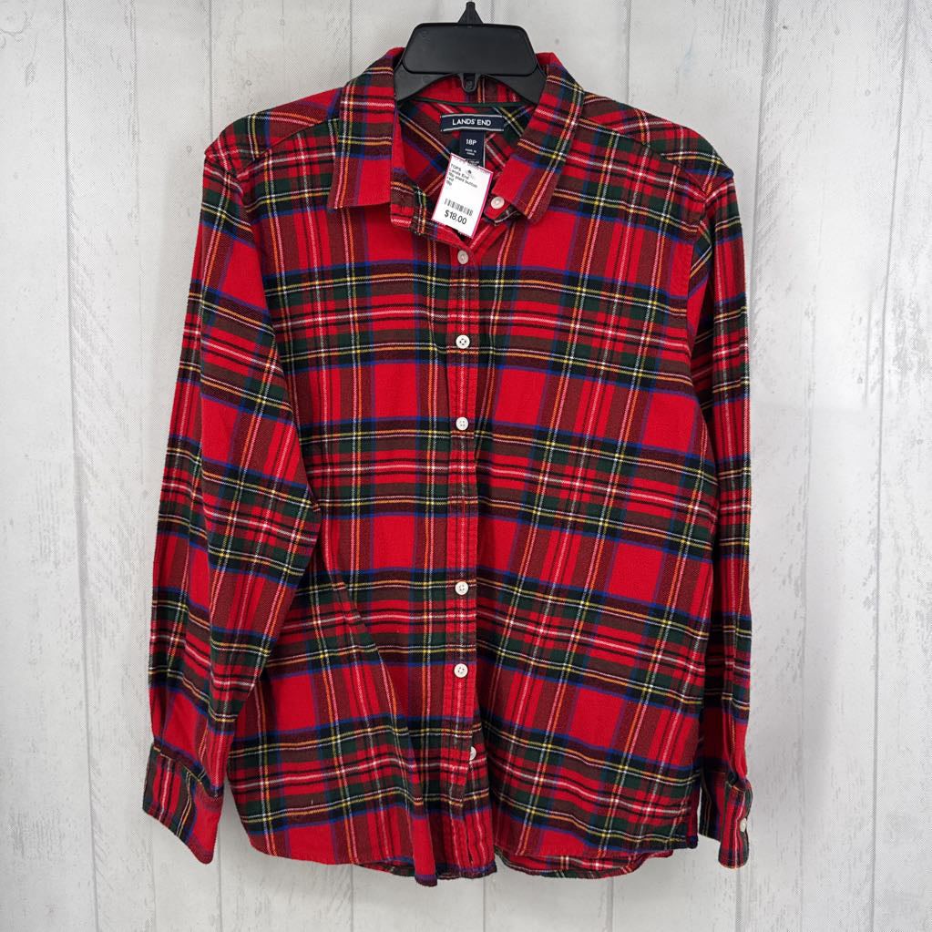 18p plaid button down l/s top