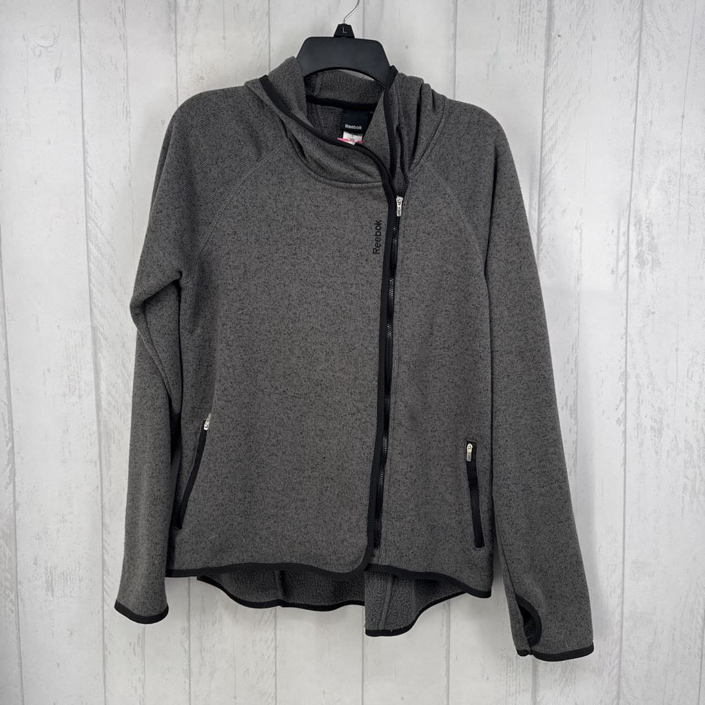 M l/s zip fleece jacket w/ hood