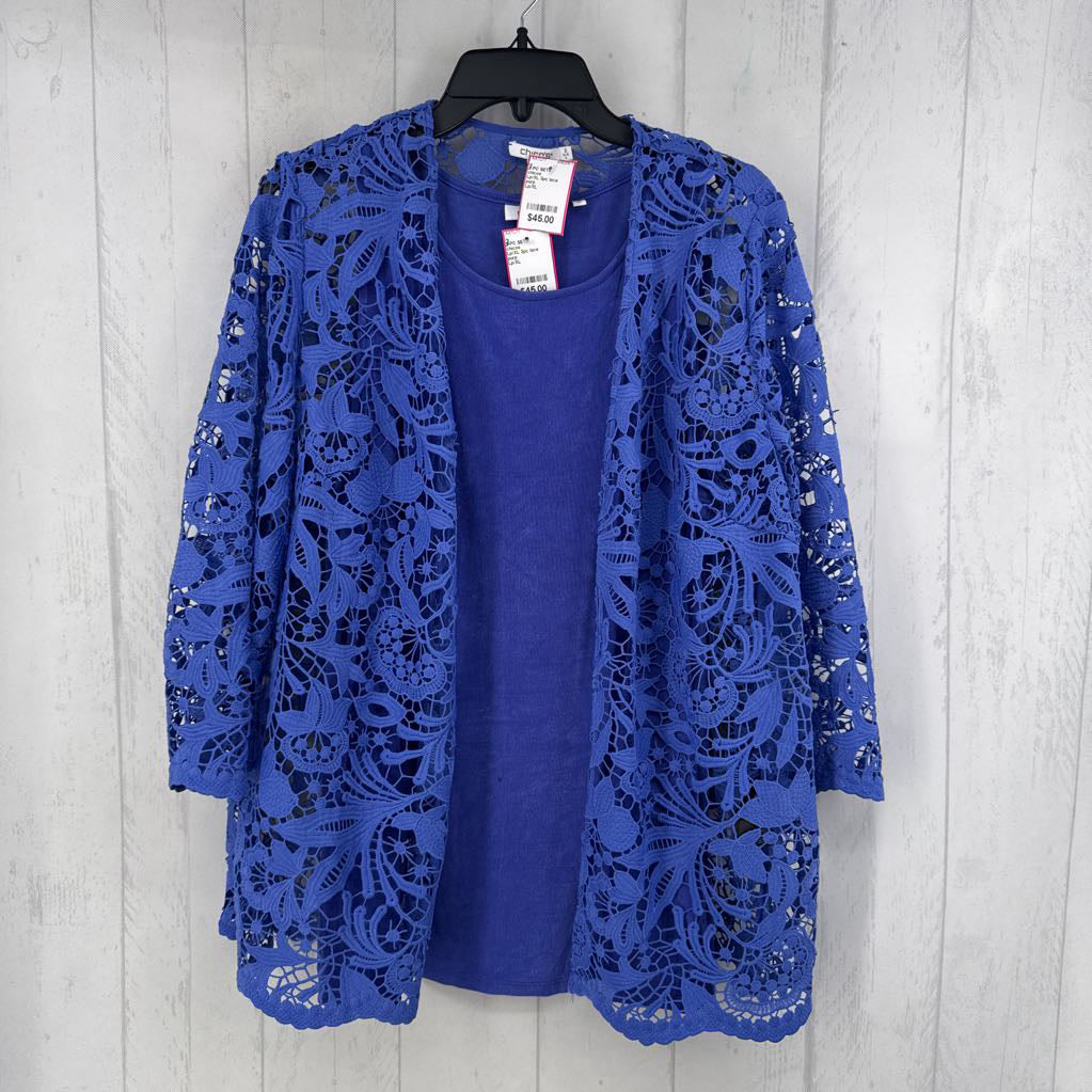 Lp/XL 3pc lace cardi pant set