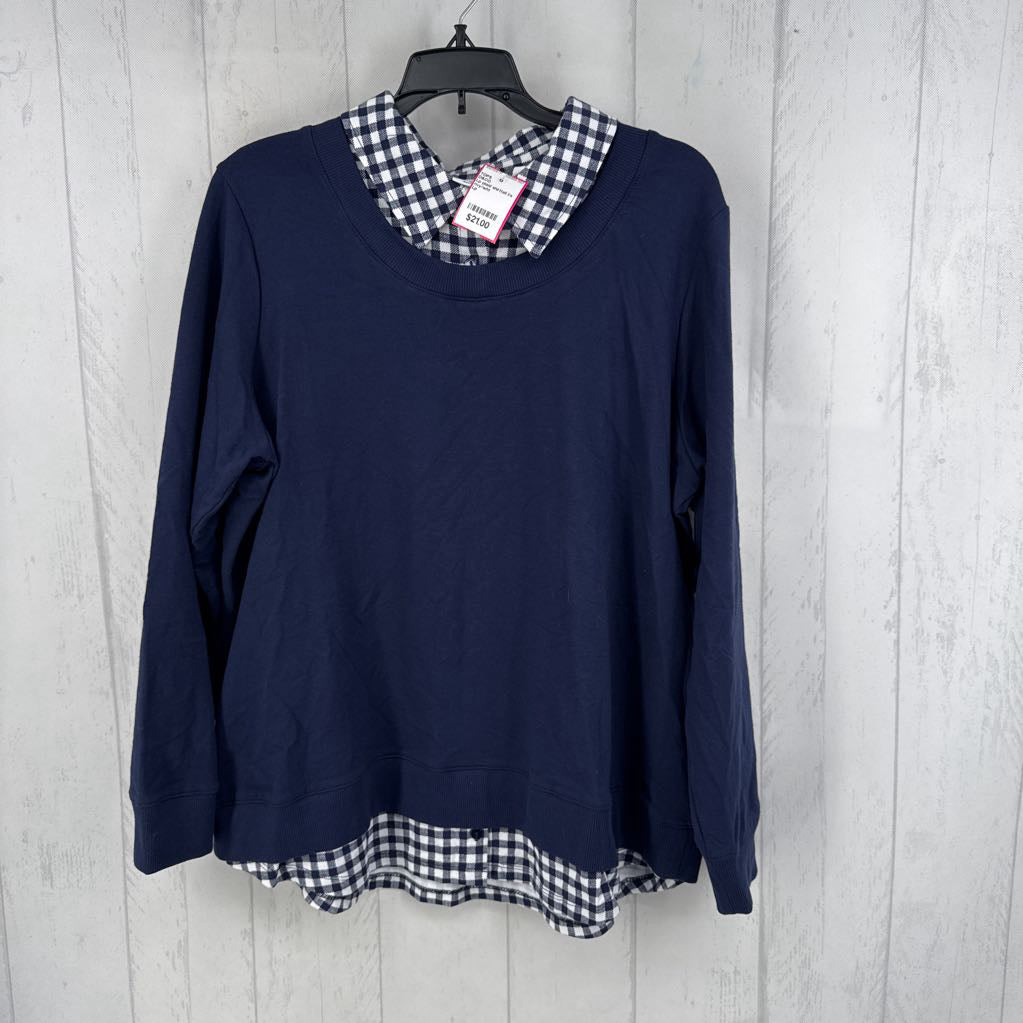 Lp plaid shirttail l/s top