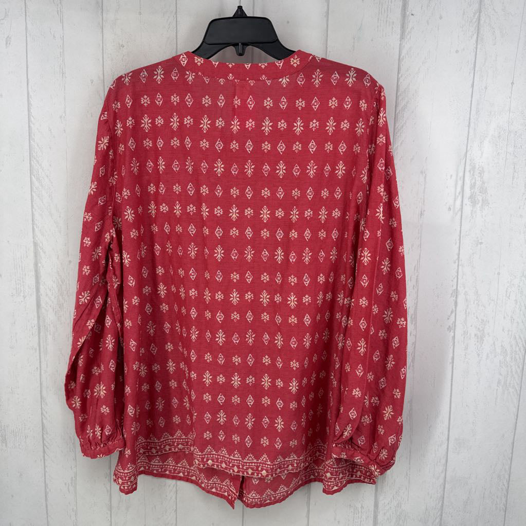 2X printed button down l/s top