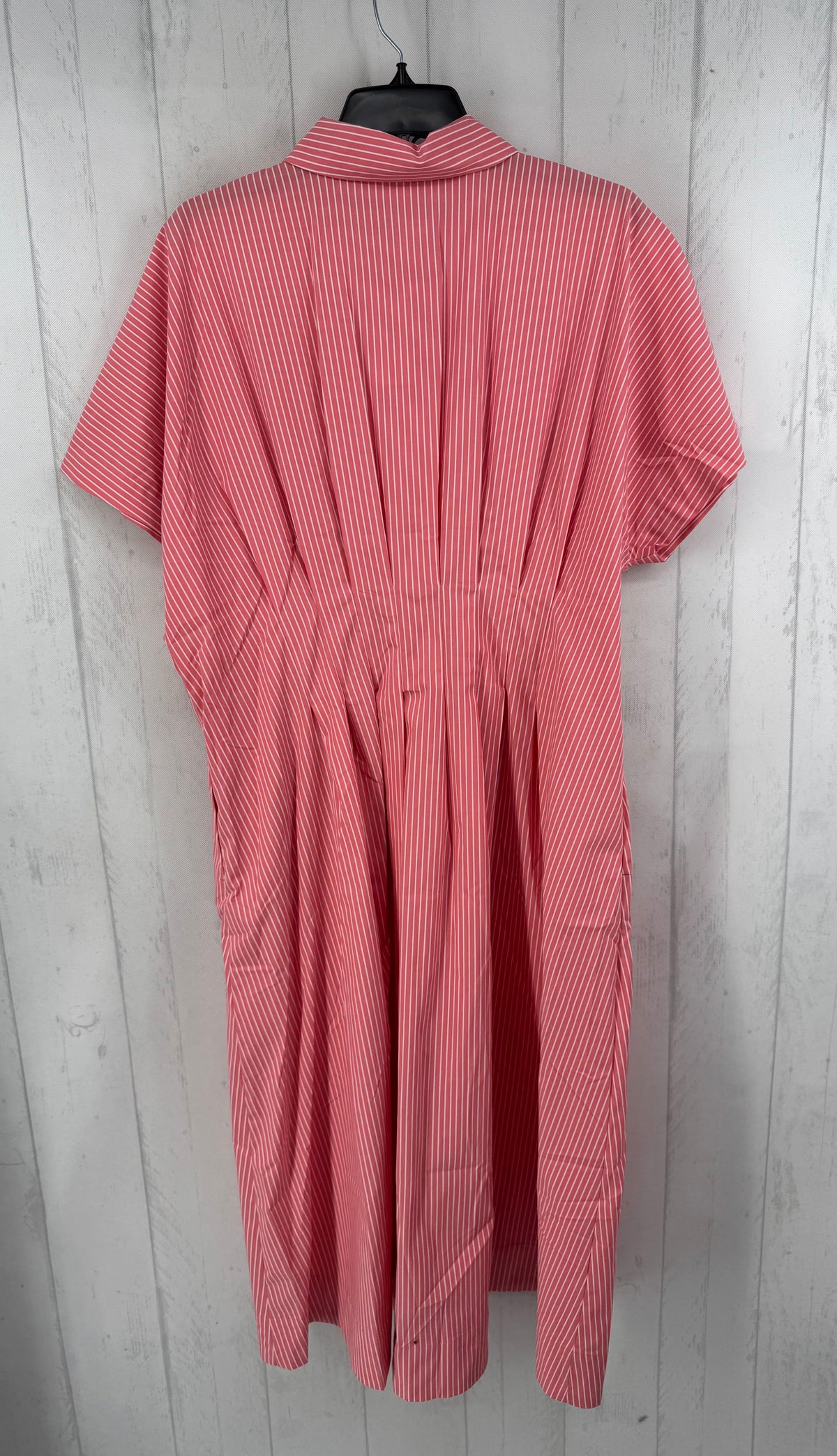 1X striped cinched waist s/s dress