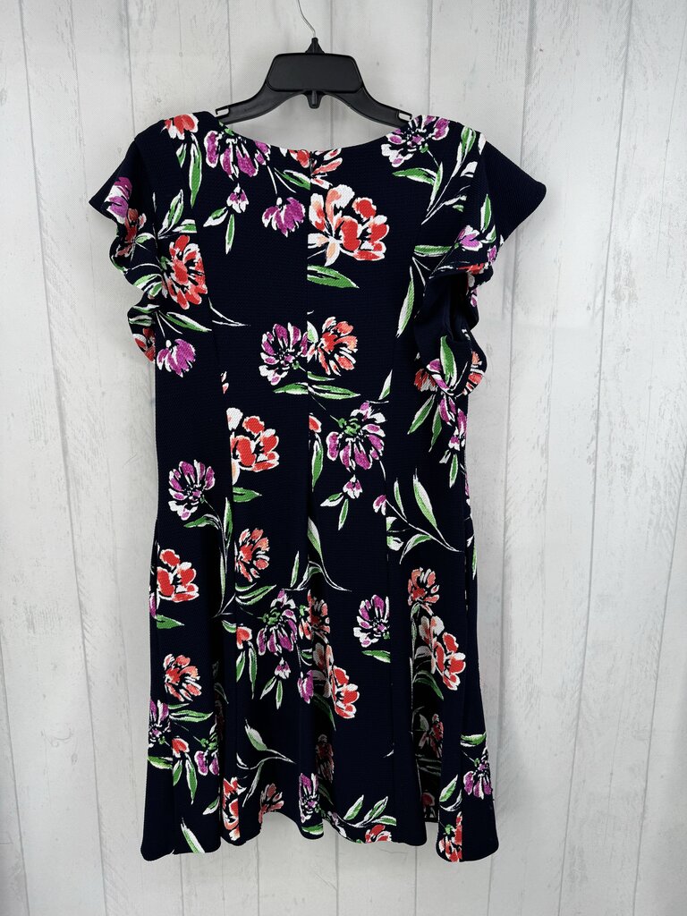 16 textured flo print flutter slv dress