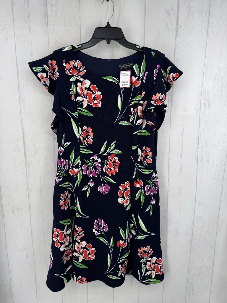 16 textured flo print flutter slv dress