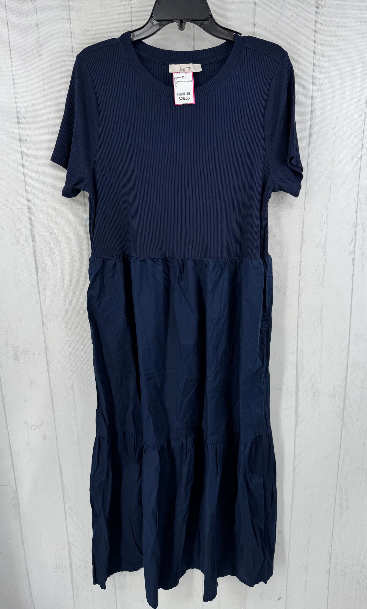 XL ribbed tiered s/s dress