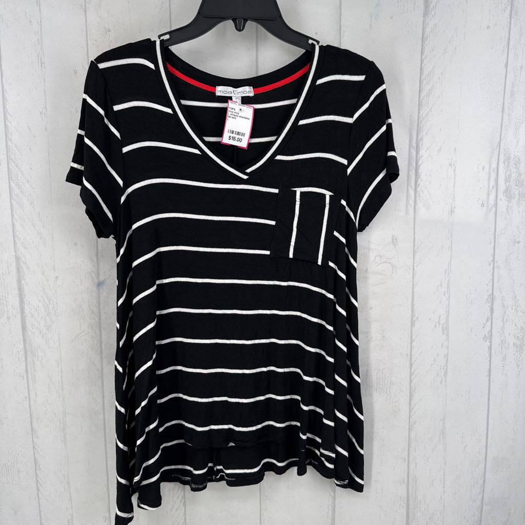 L striped sharkbite hem s/s tee