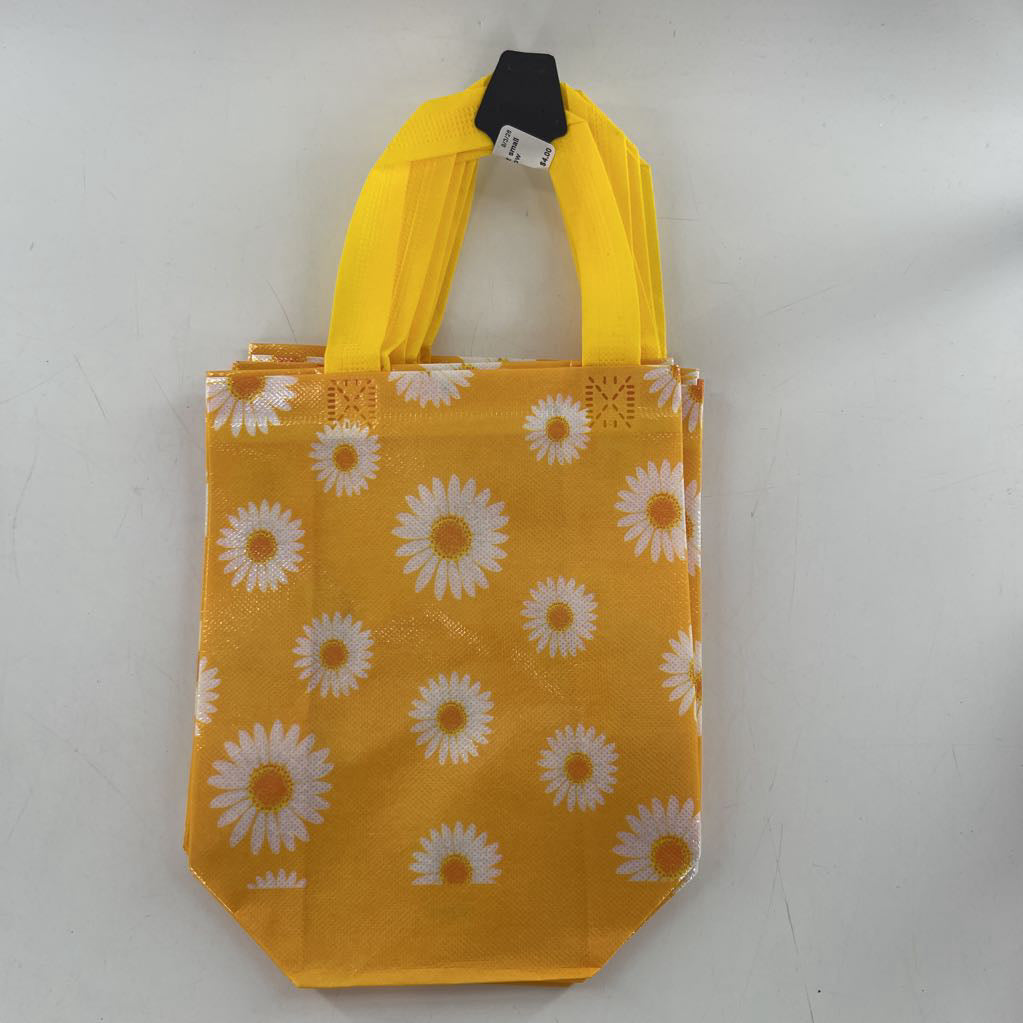 4pk daisy print small tote bags-yellow
