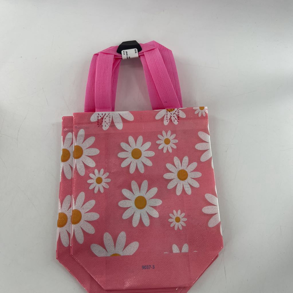 4pk daisy print small tote bags-pink