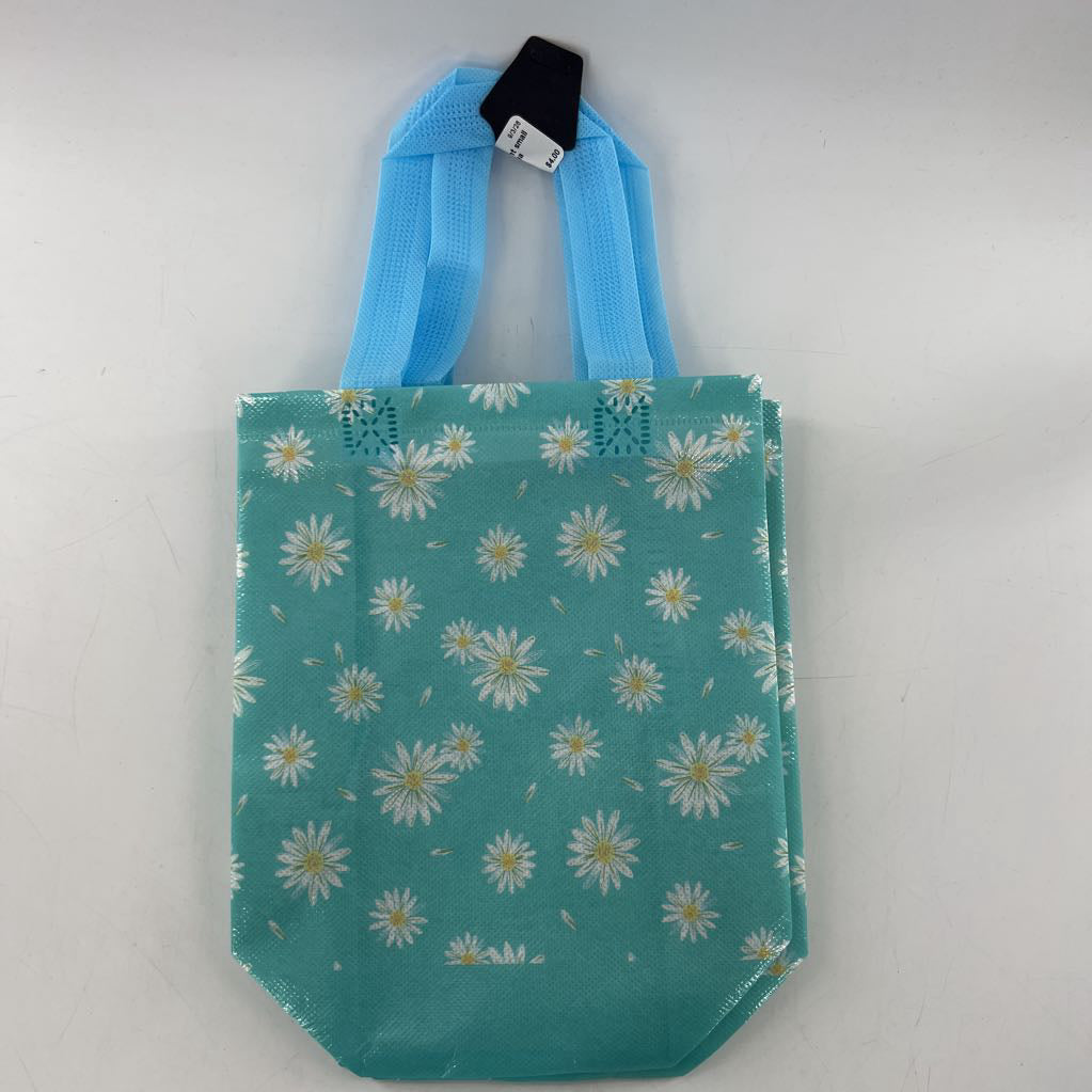 4pk daisy print small tote bags-aqua