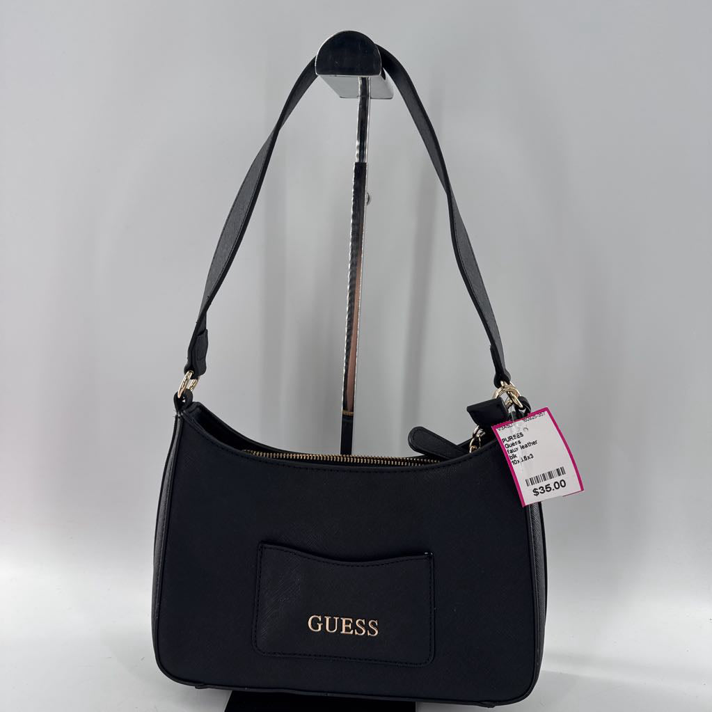 faux leather shoulder bag w/ detachable card pouch