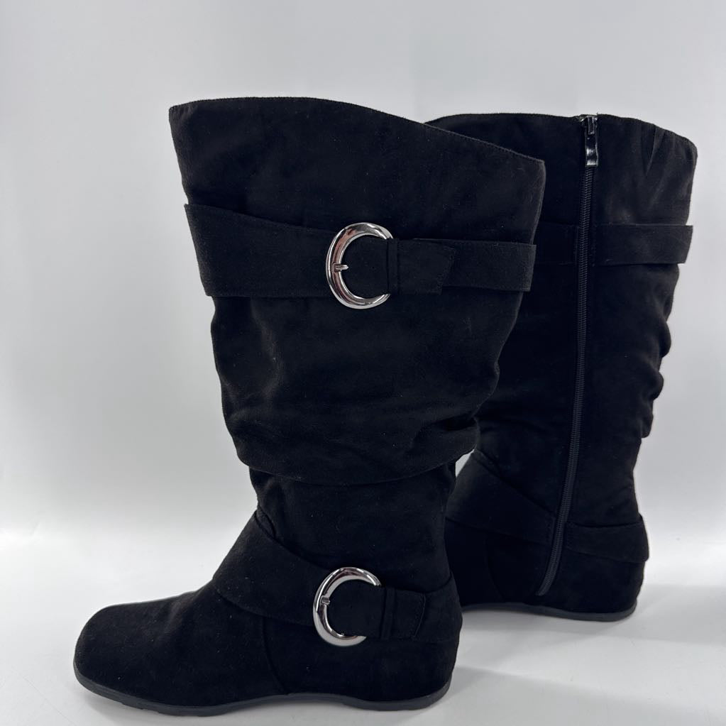 10 faux suede tall black boot