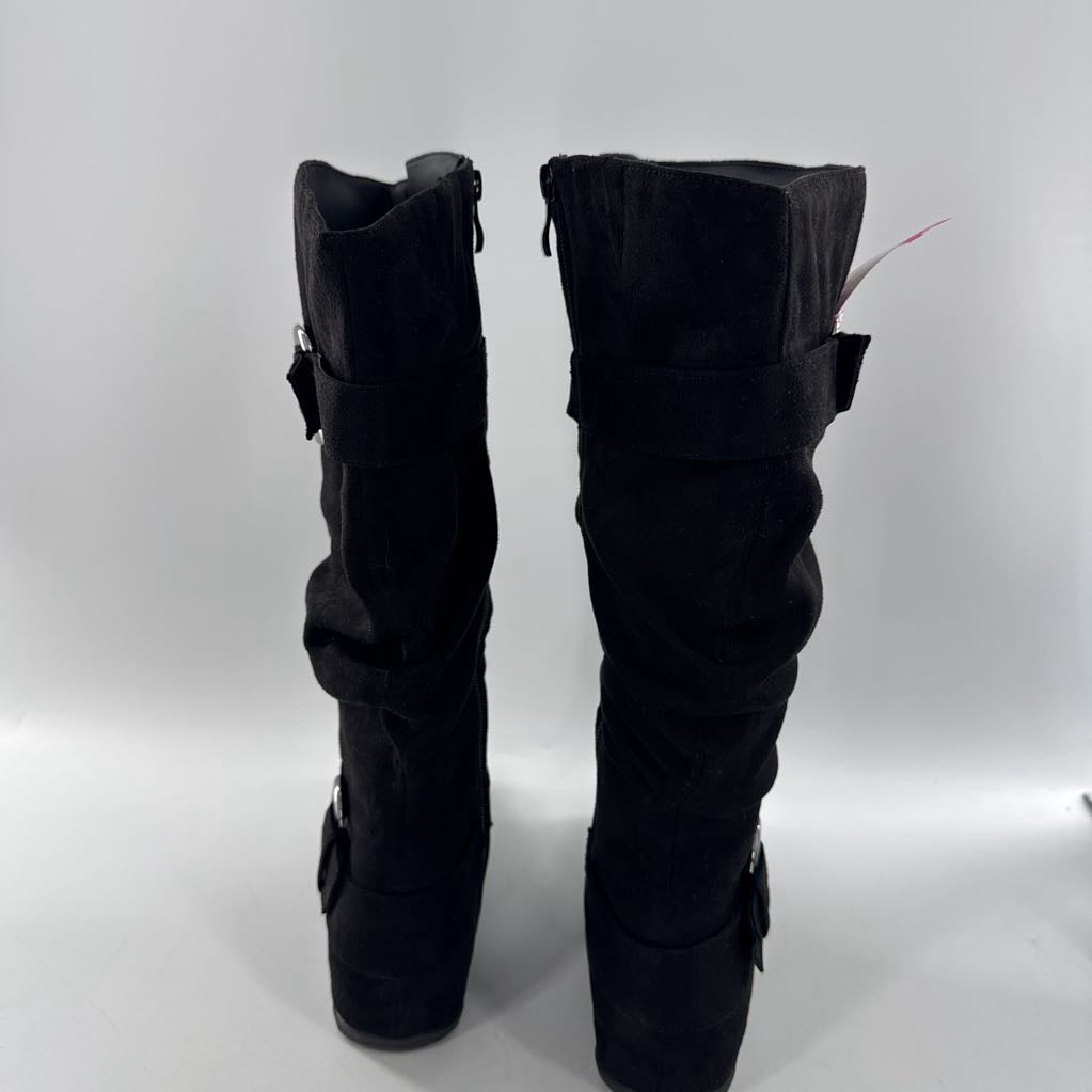 10 faux suede tall black boot
