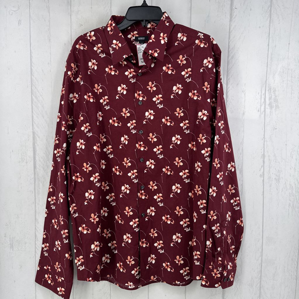 R55 XL flo print button down l/s top