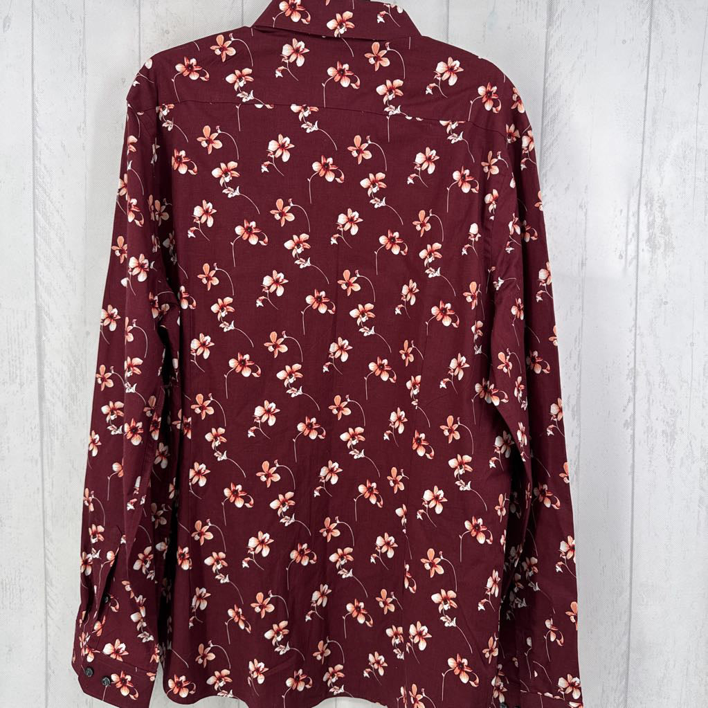 R55 XL flo print button down l/s top