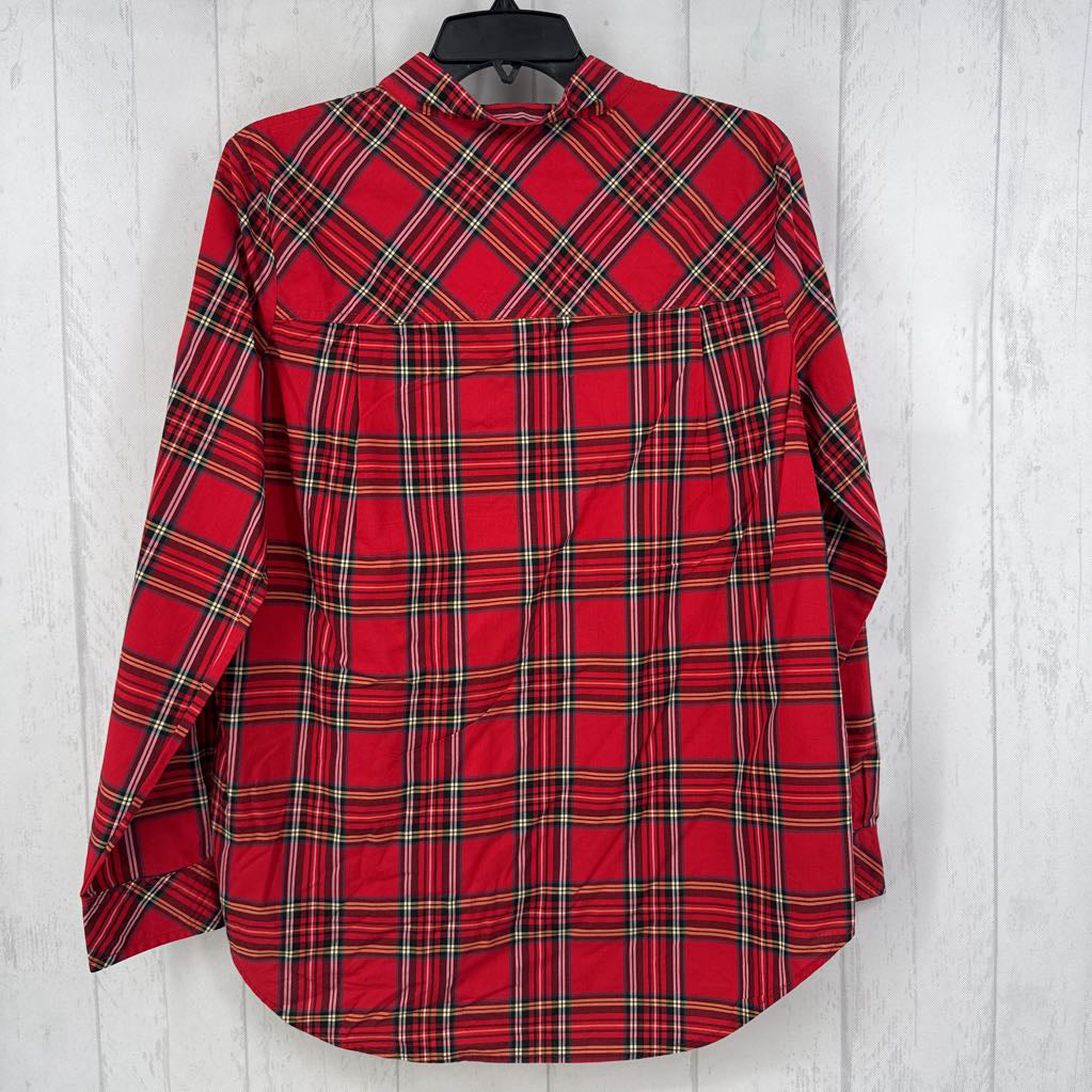 R109 M plaid 1/2 button down l/s top
