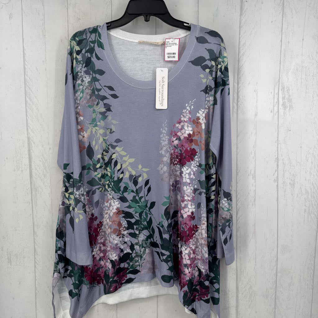 R80 1X scoop neck flo print l/s tunic