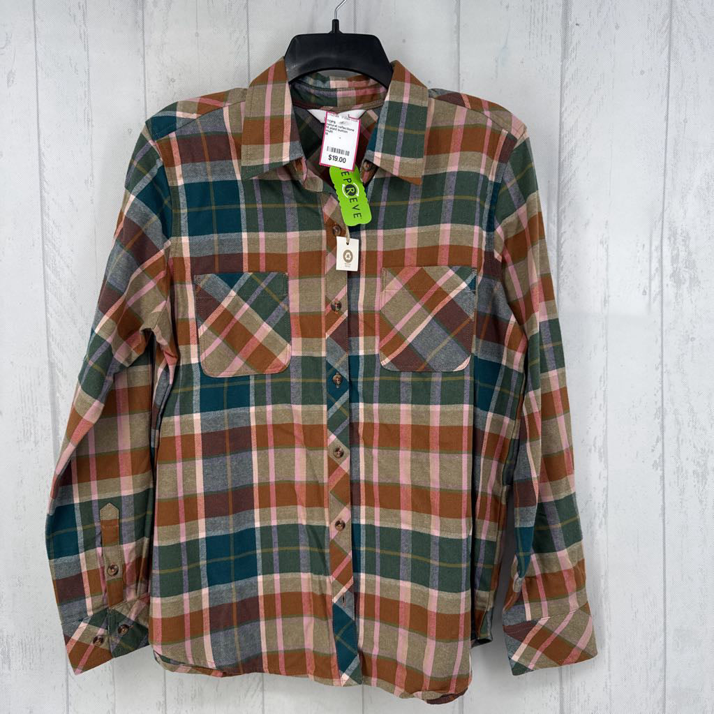 M plaid button down l/s top
