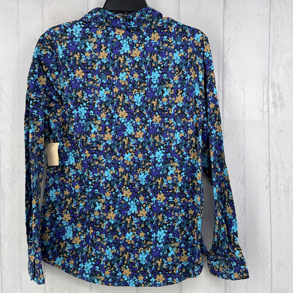 R75 M flo print button down l/s top
