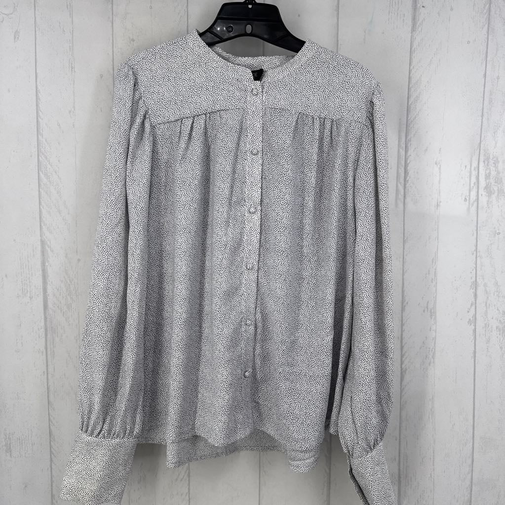 L polka dot button down l/s top