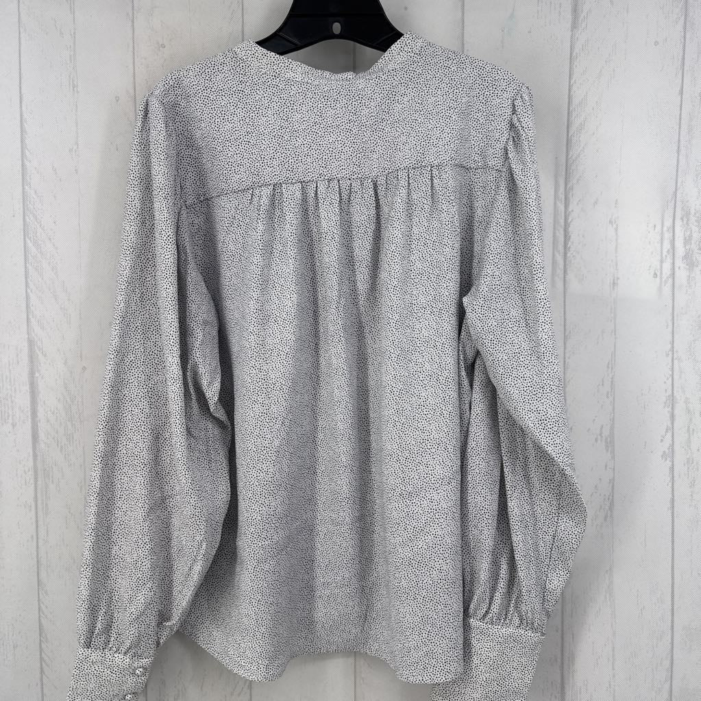 L polka dot button down l/s top