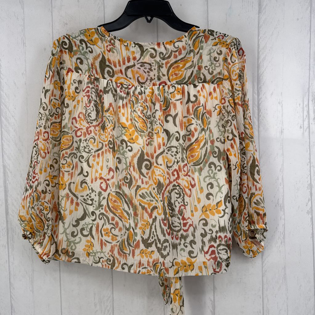 M paisley print button front 3/4 slv top
