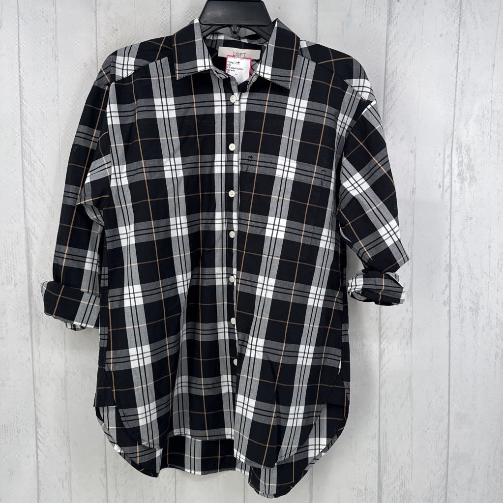 XS plaid button down l/s top