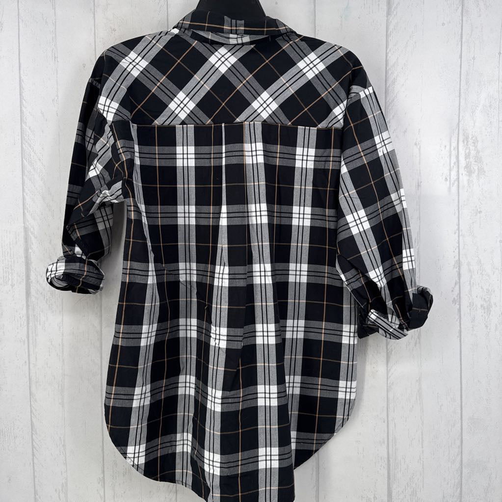 XS plaid button down l/s top