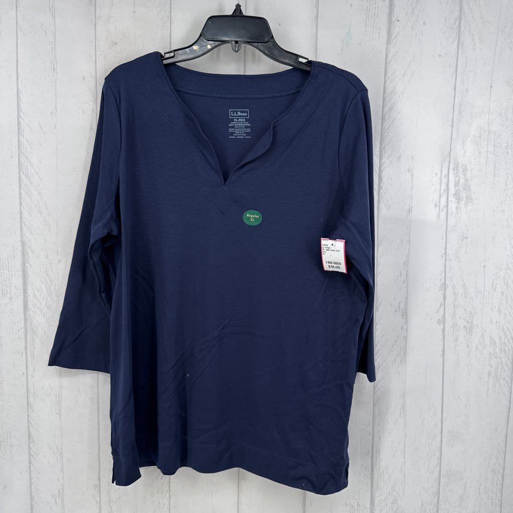 XL split neck 3/4 slv tee